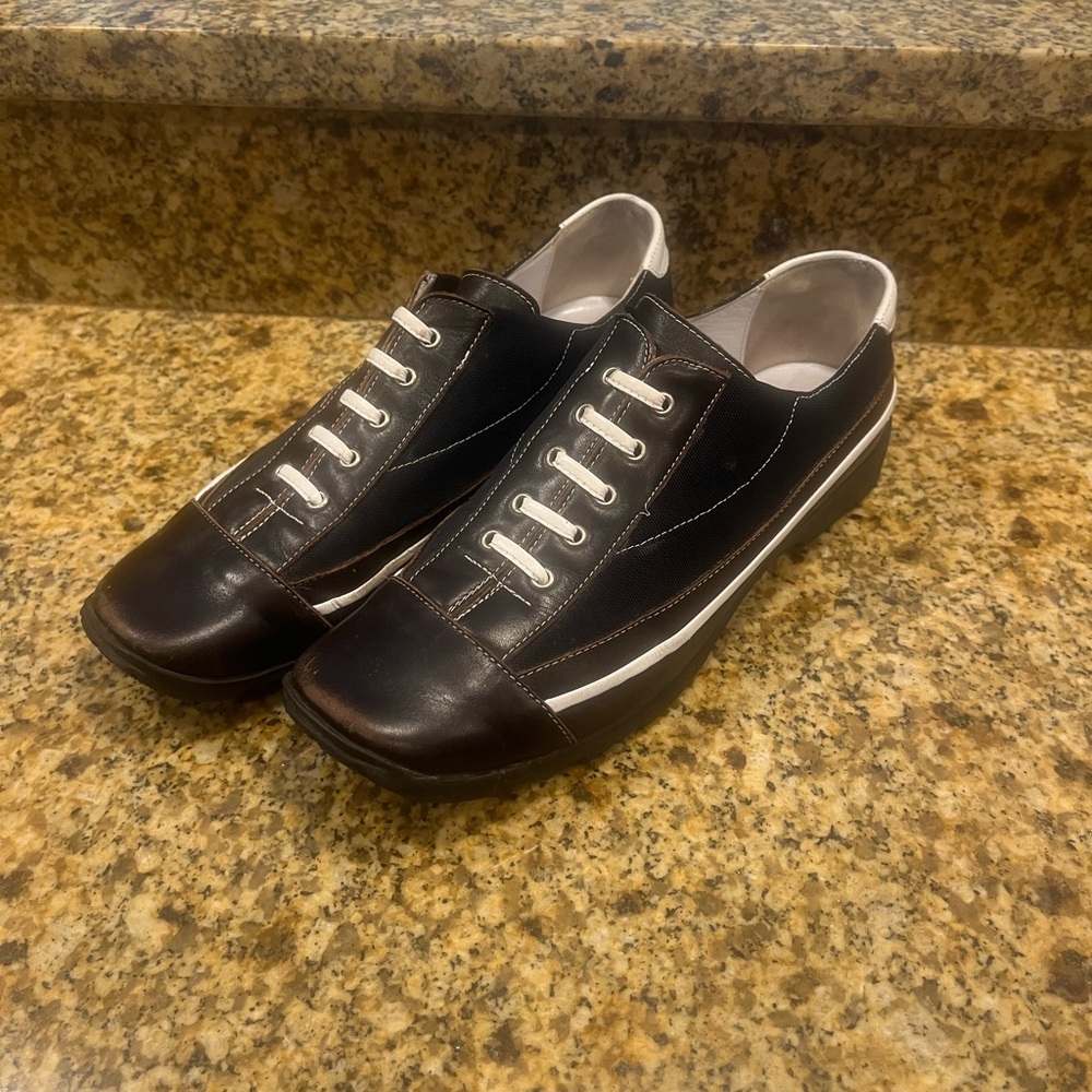 Linea Stretch Walter Genuin Luxury  Leather Golf Shoes 7.5 Sneakers Italy Brown